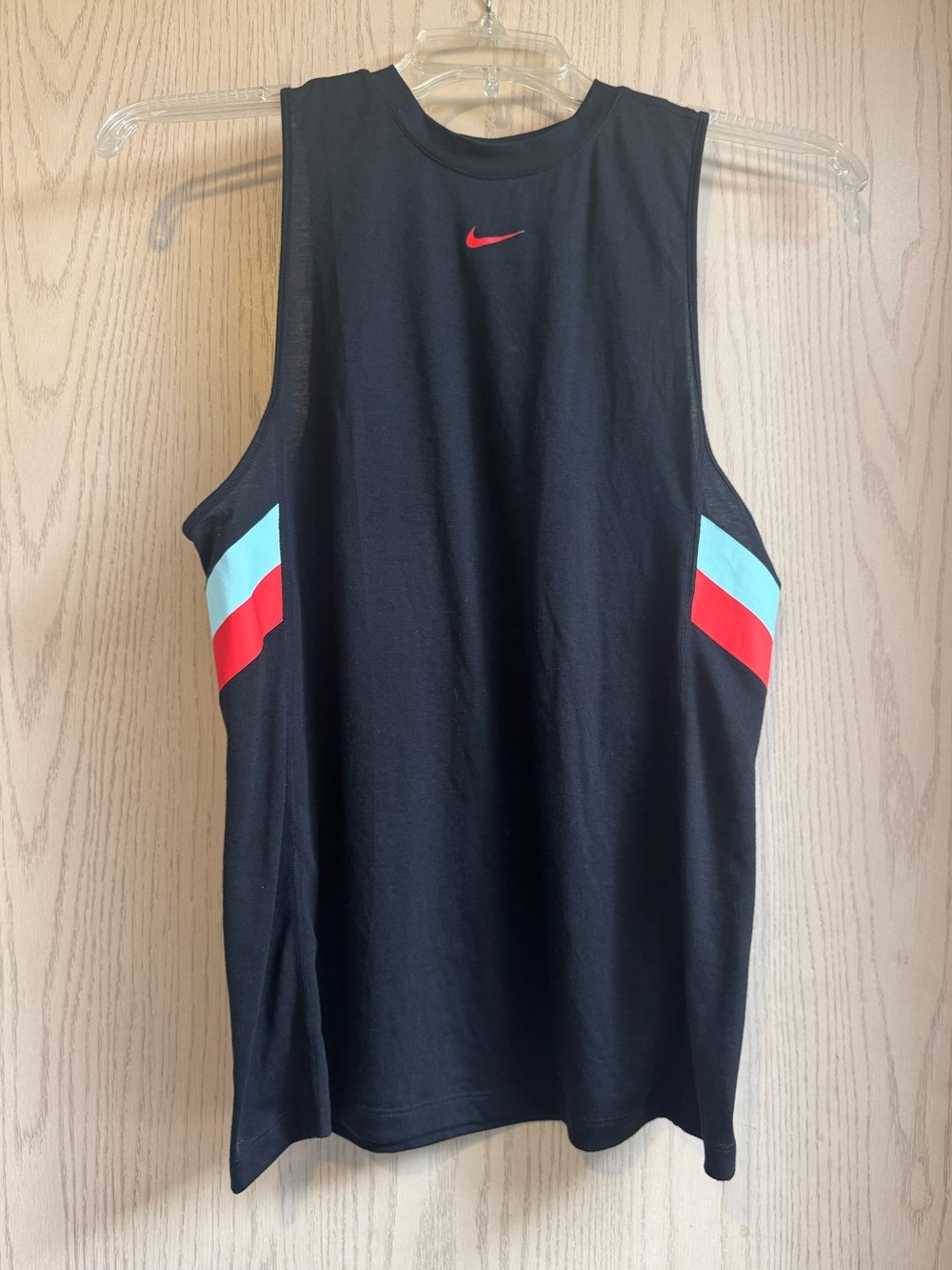 Nike Black Tank Top with Teal & Red Racing Stripes size Medium - Picture 5 of 5